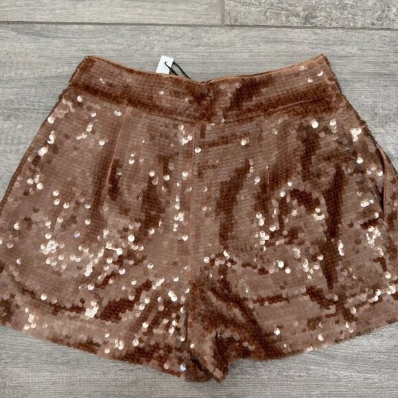 Susana Monaco Sheer Sequin Short Brown Size Medium - Picture 8 of 9
